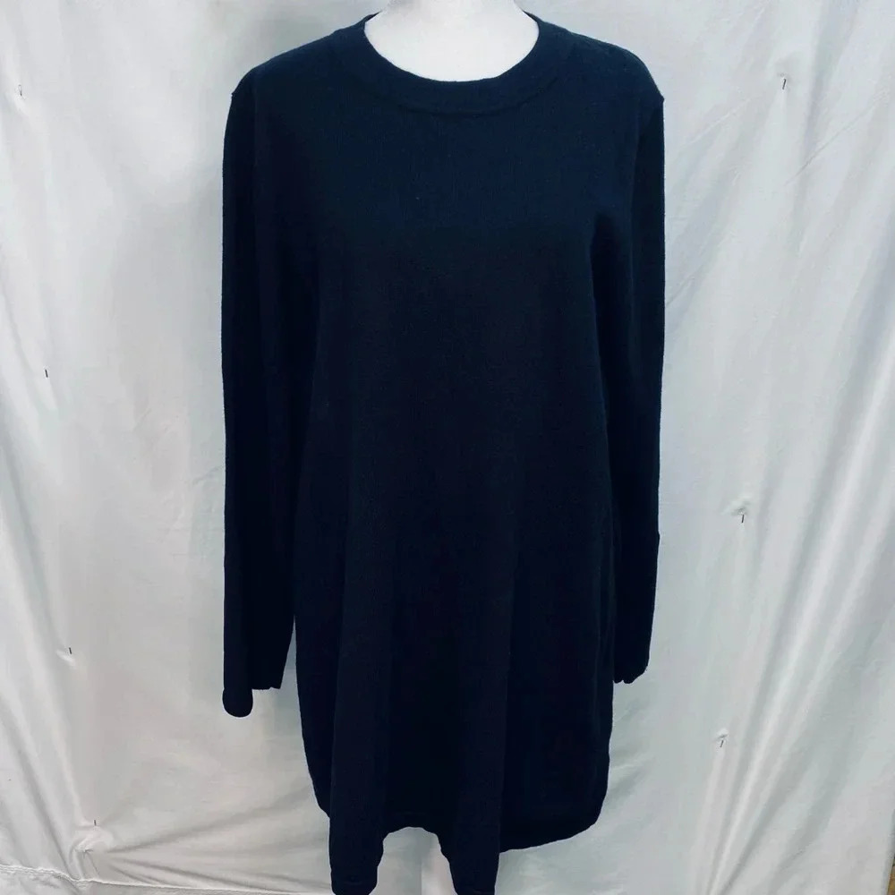 Tyler Boe Black Cotton/Cashmere Blend Above the Knee Sweater Dress in Size XL.